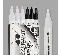 Aurobliss Pennarelli Acrilici Bianco e Nero 6 Pezzi, Pennarello Acrilico Indeleb