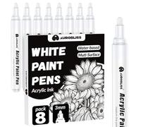 Aurobliss Pennarello Bianco Acrilico 2-3mm, 8Pezzi Pennarello Indelebile Bianco per Pneumatici, Plastica, Tessuti, Vetro, Metalli, Legno, Sassi Pennarelli Bianchi Kit