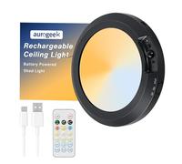 aurogeek Lampada da soffitto alimentata a batteria con telecomando ricaricabile senza fili con sensore di movimento luce per interni con 3 colori dimmerabili continui montaggio magnetico LED luci da