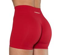 AUROLA Dream Collection - Pantaloncini da Allenamento da Donna, a Vita Alta, Senza Cuciture, per Corsa, Palestra, Yoga, Rosso - Chinese Red, M