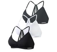 AUROLA Mercury Reggiseno Sportivo da Donna, Imbottito, Rimovibile, Senza Schienale, per Palestra, Yoga, Pack (Nero+Avorio+vulcanic Grey), S