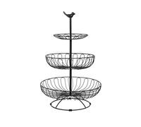 Auroni - Cesto di frutta - 3 piani - Nero-opaco - 30 cm x 30 cm x 47 cm - Frutta, verdura, torte e decorazioni