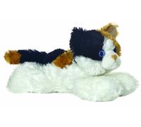 Aurora, 12749, Mini Flopsies Esmeralda Gatto, 20.5cm, peluche, marrone, bianco e nero