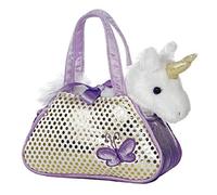 Aurora, 32600, Fancy Pal, trasportino per animali Peek-A-Boo Unicorn, 8In, Peluche, Violette
