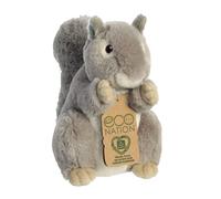 Aurora, 35011, Eco Nation, scoiattolo, 20 cm, peluche, grigio e bianco