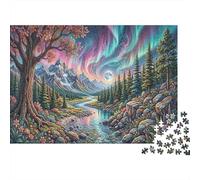 Aurora autunno forestaPuzzle 1000 Pezzi Cartone Spesso Allenamento Cognitivo Stream illuminato dalla luna Miglioramento Memoria Anziani, Tempo Libero, 38x26cm/1000pcs