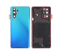 (Aurora Blue) For Huawei P30 Pro Battery Housing with Adhesive Sticker+Camera Lens Cover - Pearl White