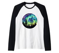 Aurora Boreale Aurora Boreale Notte Cielo Natura Bellezza Maglia con Maniche Raglan