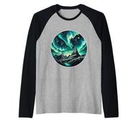 Aurora Boreale Aurora Boreale Notte Cielo Natura Bellezza Maglia con Maniche Raglan