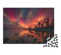 Aurora boreale boreale rossa e nera Jigsaw Puzzle 1000pcs (75x50cm) Adulti Puzzle Gioco EduGattoivo Decorazioni Per La Casa