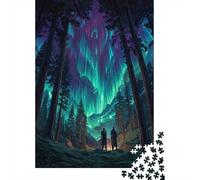 Aurora boreale che splende nella Foresta 70x50cm/1000pcs Puzzle Adatto Per Adulti E Folla Dai 14 Anni in Su