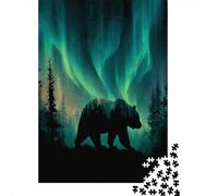 Aurora boreale Jigsaw Puzzle 70x50cm/1000pcs Adulti Orso nero Puzzle Gioco EduGattoivo Decorazioni Per La Casa