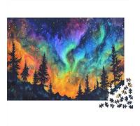 Aurora boreale Jigsaw Puzzle Impossible 1000 Pezzi Forest Decorazione Per La Casa. Giochi Rilassamento E Intelligence Per Adulti E Ragazzi Da 14 Anni 1000pcs (75x50cm)