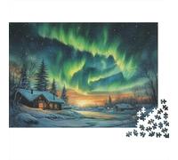 Aurora boreale Puzzle 1000 Pezzi Mostra Difficoltà Materiali Legnosi Adulto 1000pcs (75x50cm)