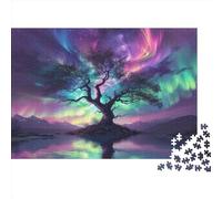 Aurora boreale Puzzle Impossibili 1000 Pezzi Tree Lake Decorazione Per La Casa. Rilassamento E Intelligence Per Adulti E Ragazzi Da 14 Anni 1000pcs (75x50cm)