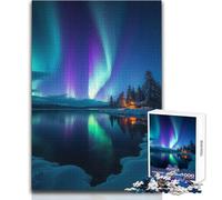 Aurora Boreale su una baita sul lago, puzzle da 1000 pezzi per adulti, gioco di apprendimento strategico, significativo per qualsiasi evento, dimensioni 50x75cm