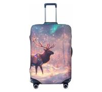 Aurora - Copribagagli da viaggio con cervi colorati, elastici, per valigie, 45-81 cm, Nero , XL