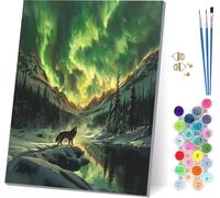 Aurora Dipingere con i Numeri Adulti con Telaio, Dipingere con i Numeri Wolf, Fai da te Paint by Numbers Kits con 3 Pennelli e Pigmento Acrilico, Hobby Creativi Adulti, Decorazioni Casa 40x50cm J-6398