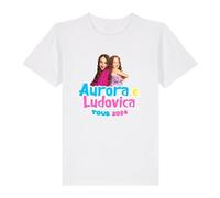 Aurora e Ludovica - T-Shirt Ufficiale - Edizione Limitata - da Collezione - Cotone Biologico - Bianco - Tour 2024 (IT, età, 7 Anni, 8 Anni, Regular, Bianco)