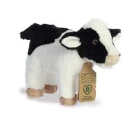 AURORA, Eco Nation 35026 - Peluche a forma di mucca, 25 cm, colore: bianco e ner