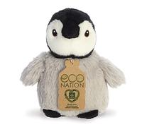 Aurora, Eco Nation 35083 - Mini pinguino, 13 cm, colore: Grigio