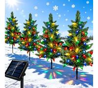 Aurora Haven - 4 luci a LED per esterni con 80 decorazioni a forma di fragola, luci solari a LED per albero di Natale, confezione da 4, decorazioni per esterni, giardini, prati e sentieri