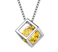 Aurora lacrime ciondolo portafortuna peridoto CZ piazza pendente collana compleanno regali per donne ragazze 45 cm e Argento, colore: November, cod. DP0028N-EU