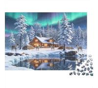 Aurora Lake Hut Puzzle Giochi 1000 Pezzi Per Gioco Familiare Arte Interesting Puzzle Adulti Idea Regalo Per 70x50cm/1000pcs