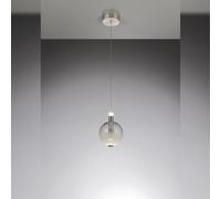 AURORA - Lampada a sospensione singola, tubo nichel satinato con vetro bianco 10W 850LM 3000K, ø 19cm