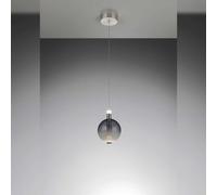 AURORA - Lampada a sospensione singola, tubo nichel satinato con vetro fumè 10W 850LM 3000K, ø 19cm