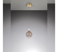 AURORA - Lampada a sospensione singola, tubo oro satinato con vetro rosa, 10W 850LM 3000K, ø 19cm