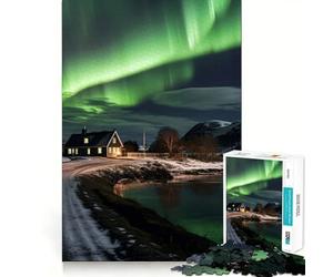 Aurora mistica nel lupo Puzzle da 1000 pezzi per adolescenti Gioco stimolante Facile Tempo libero Taglio preciso (38x52cm)