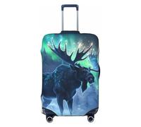 Aurora Mystical Winter Moose A - Copribagagli da viaggio, elastico, per valigie, 45-81 cm, Nero , S