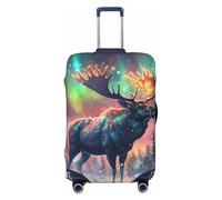 Aurora Mystical Winter Moose - Copribagagli da viaggio, elastico, per valigie, 45-81 cm, Nero , L