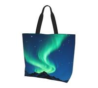 Aurora Night Sky - Borsa larga da donna, leggera, impermeabile, riutilizzabile, con tasca interna, per lavoro e viaggi