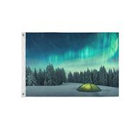 Aurora Night Winter Landscape Flag Durevole Bandiera Robuste Bandiera Da Giardino Per Giardino Decorazione Cortile 90X150Cm