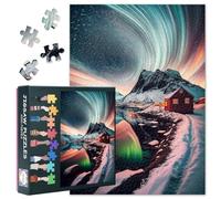 Aurora - Puzzle impegnativo per adulti, 1000 puzzle Jigsaw, per decorazioni per la casa, bellissimo villaggio con Aurora e stella, per giochi di famiglia, opere d'arte, 50 cm x 70 cm