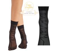 Aurora Script Socks Di Wolford Nere Trasparenti Con Logo Nero