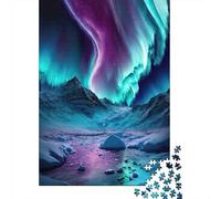 Aurora sopra i monti di ghiaccio Puzzle Classico Da 1000 Pezzi Per Adulti Giocatori, Cartone Premium, Regalo Di Compleanno, Gioco Di Sfida Difficile 70x50cm/1000pcs