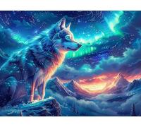 Aurora Starry Wolf Rompicapo 1000 Pezzi Per Nonni E Nipoti Animal Pet Cartone Rigido Esercizio Mentale Per Serate in Famiglia Da Passatempo Con Poster Incluso 1000 PCS/75x50cm