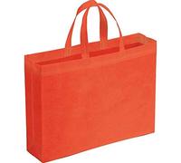 Aurora Store 10 BUSTE SHOPPERS IN TNT BORSE SPESA 42x32 cm con soffietto 10cm BUSTINE RIUTILIZZABILI SHOPPER RETTANGOLARI 80 g/m2 termosaldato con manici lunghi per la Spesa Riutilizzabile (Arancio)