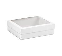 Aurora Store 10 Scatole in Cartone con Coperchio Bianco con Finestra e Separatori Pieghevole Fai da Te 12x12x4,5 cm bomboniera Matrimonio Battesimo Comunione Regalo