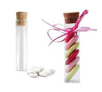 Aurora Store 12 bottigliette in Vetro con Tappo in Sughero Bomboniera per Confetti h.15 cm diam. 2.5 cm Tipo provetta Matrimonio Battesimo Laurea Nascita Party
