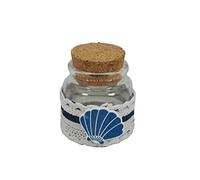 Aurora Store 12 Pezzi Barattolo ampolla Tappo Sughero in Vetro portaconfetti Decorazione Tema Mare con Merletto Bomboniera Matrimonio Comunione Cresima diam. 4,5cm x h.5,5cm