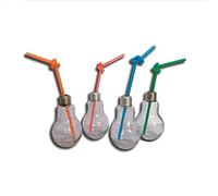 Aurora Store 12 Pezzi Bicchiere a Forma di Lampadina 400 ml con Cannuccia 6x22 cm Barattolo Maniglia Vetro frullato Cocktail bomboniera Frappè