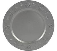 Aurora Store 12 Sottopiatti Bordo Fiocchi di Neve Argento Silver Bordo Liscio Tondo 33 cm Natale cenone sotto Piatto Natalizio Capodanno Natale Cena Aperitivo