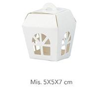 Aurora Store 20 Scatole in Cartone Bianco Lanterna con Finestra 5x5x7 cm bomboniera Matrimonio Comunione Battesimo