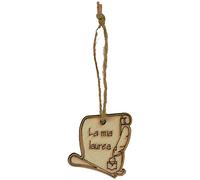 Aurora Store 24 Pezzi Pendente Ciondolo Tocco Laurea Pergamena in Legno 4 cm Applicazione Legnetti Decorativi con Laccetto Removibile Charms per bomboniere, Sacchetti, segnaposto Miniatura