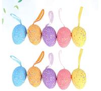 Aurora Store 24x Uova di Pasqua da Appendere per Albero con APPENDINO Glitter in Polistirolo Colorata da Decorare Uovo h. 6 cm Diametro 4 cm Confezione da 24 Pezzi per Decorazioni Pasquali