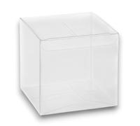 Aurora Store 25 Scatoline quadrate cubo in PVC Trasparente 10x10x10 cm portaconfetti bomboniera Astuccio Matrimonio Battesimo Laurea plastica segnaposto